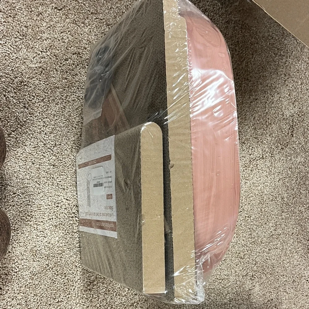 L-Shaped Oval Cat Bed Scratch Plate - Brown